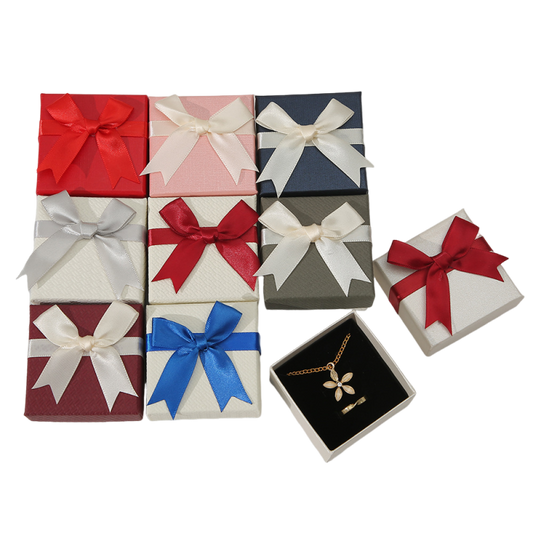 Bowknot Jewelry Gift Box – Multi-Color Ring & Necklace Packaging