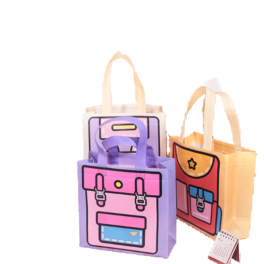 Cartoon Printed Non-Woven Tote Bag – Reusable Gift Bag for Kids