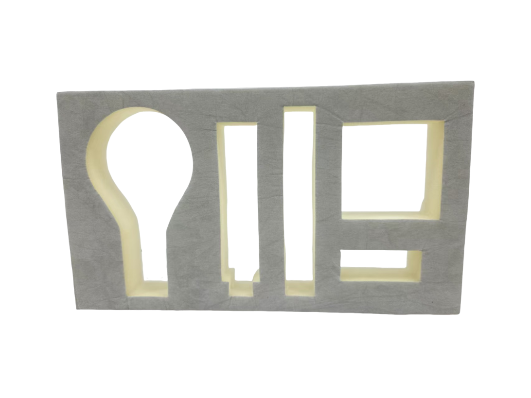 Flocked EVA foam insert with velvet-touch surface holding a product