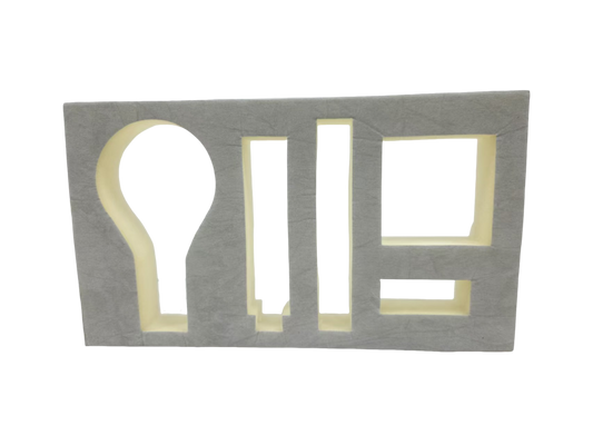 Flocked EVA foam insert with velvet-touch surface holding a product