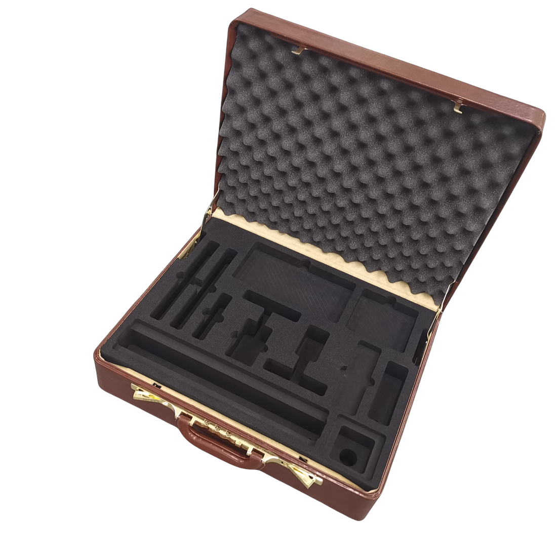 Precision instrument protected inside a custom fitted foam carrying case