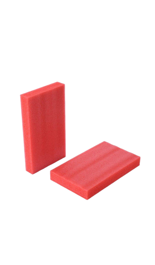 Custom EPE foam packaging prototype with precision-cut product cavities