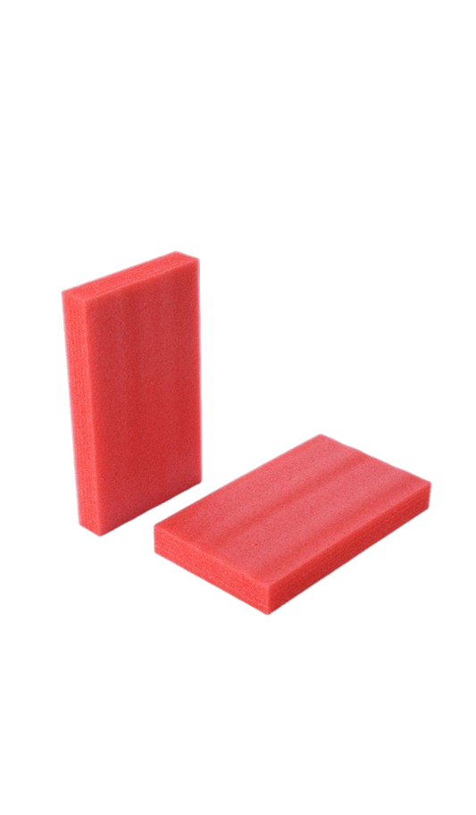 Custom EPE foam packaging prototype with precision-cut product cavities