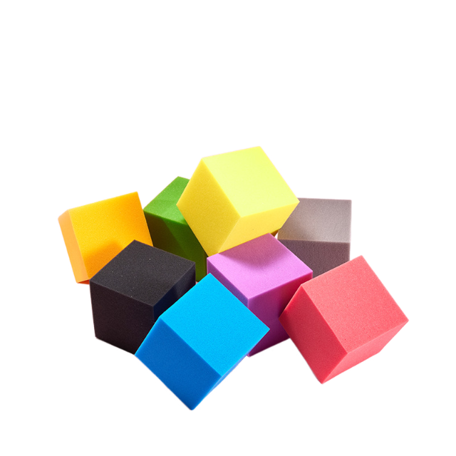 Colorful sponge foam cubes used for cushioning and inserts
