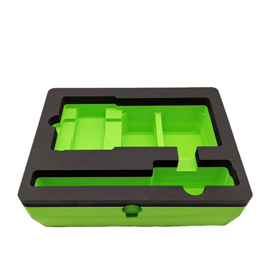 Colored EVA foam insert with separate shaped cavities for products