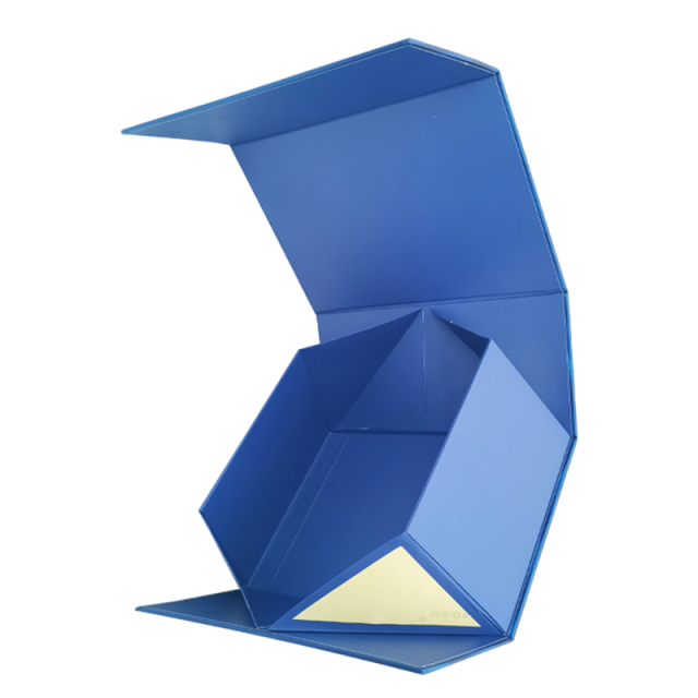 Blue Geometric Magnetic Gift Box – Creative Foldable Polygon Packaging