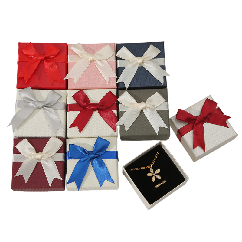Bowknot Jewelry Gift Box – Multi-Color Ring & Necklace Packaging