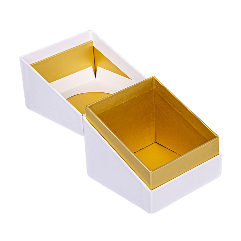 Luxury Rigid Lid & Base Gift Box with Gold Foil Interior – Custom White & Gold Packaging