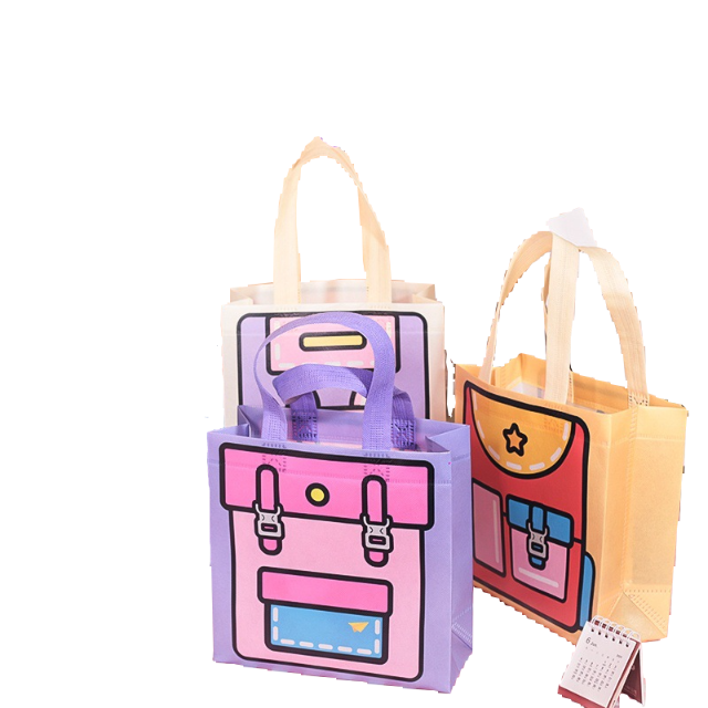 Cartoon Printed Non-Woven Tote Bag – Reusable Gift Bag for Kids